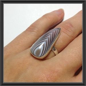 Agate stone ring ring US size 5.75
